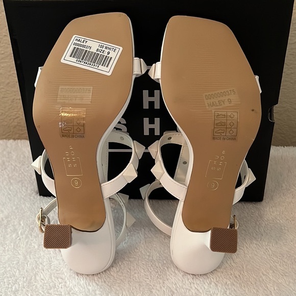 KILEY STUDDED SQUARE TOE KITTEN HEEL - WHITE - Picture 5 of 5